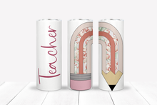 Load image into Gallery viewer, Personalized Floral Rainbow Pencil Teacher Tumbler - Perfect Gift for Teacher Appreciation Week
