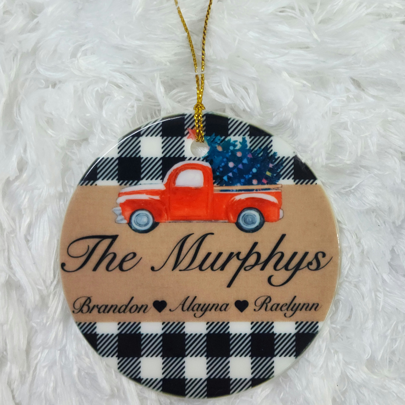 Custom Family Name Christmas Truck Ornament | Perfect Holiday Gift