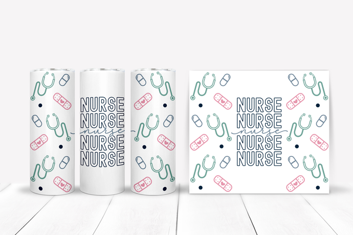 Nurse 20oz Tumbler | Stethoscope and Bandage Design | Stay Fueled and Hydrated During Long Hospital Shifts!