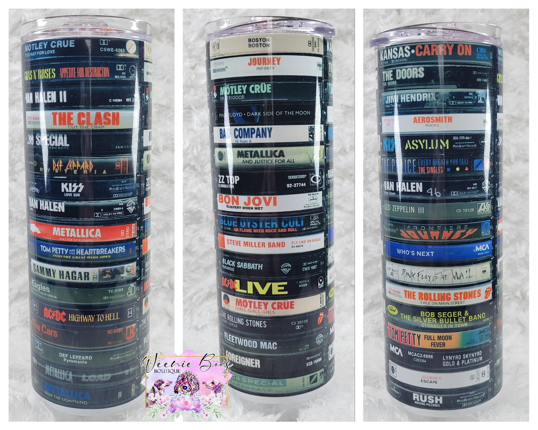 Rock out with our 20oz Cassette Tape Sublimation Tumbler - perfect for 70s and 80s music fans!