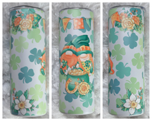 Load image into Gallery viewer, St. Patrick&#39;s Day Leprechaun Gnome Tumbler | Clovers and Roses Cup | Perfect Gift | Gifts for Her or Loved One
