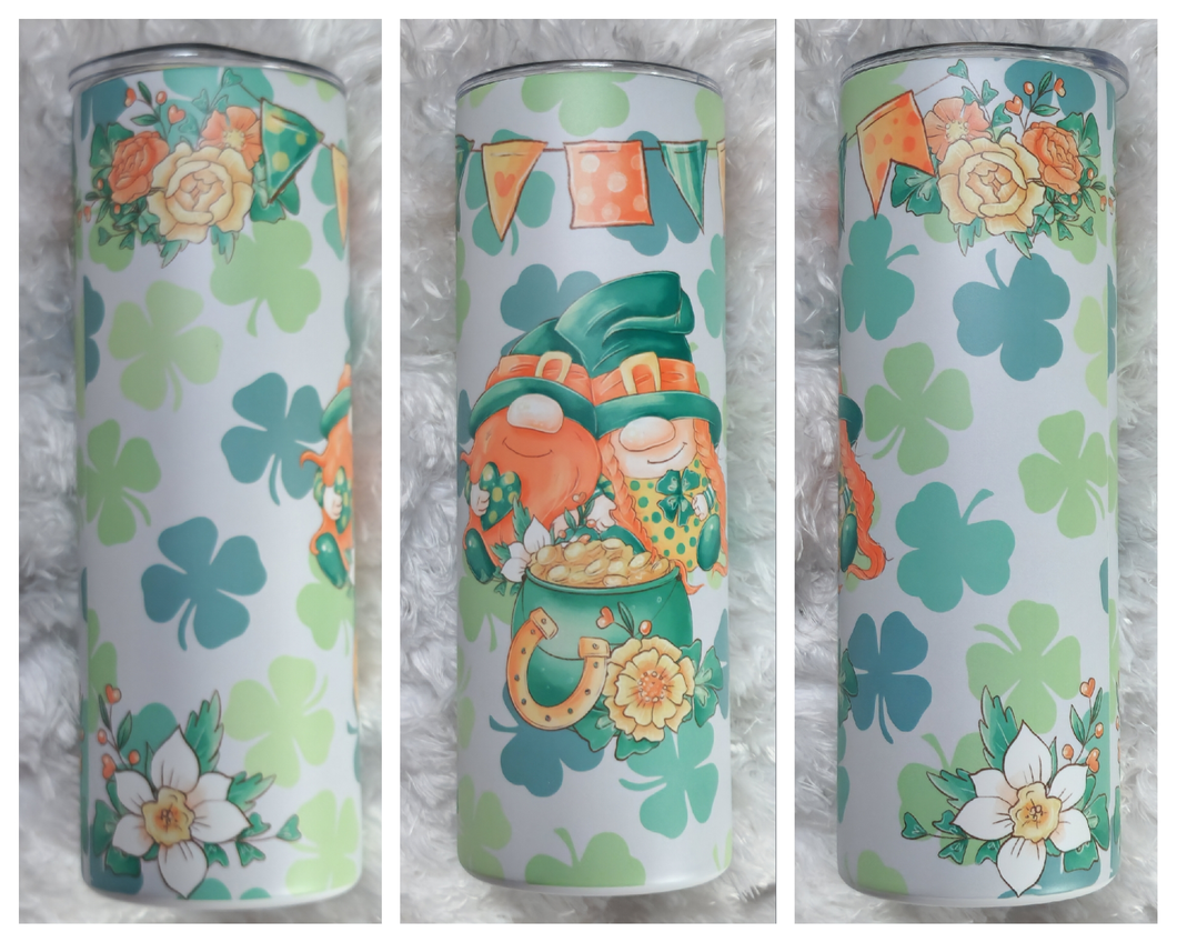 St. Patrick's Day Leprechaun Gnome Tumbler | Clovers and Roses Cup | Perfect Gift | Gifts for Her or Loved One