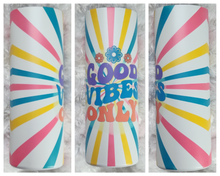 Load image into Gallery viewer, Good Vibes Only Drink Tumbler | Retro Inspired 20oz Cup | Motivational Groovy Design
