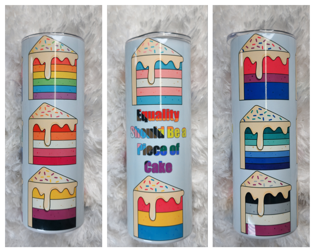 LGBTQ Pride Drink Tumbler | Equality Rainbow Cake Cup | Trans Rights Support | Gay Pride Flags