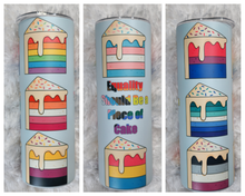 Load image into Gallery viewer, LGBTQ Pride Drink Tumbler | Equality Rainbow Cake Cup | Trans Rights Support | Gay Pride Flags
